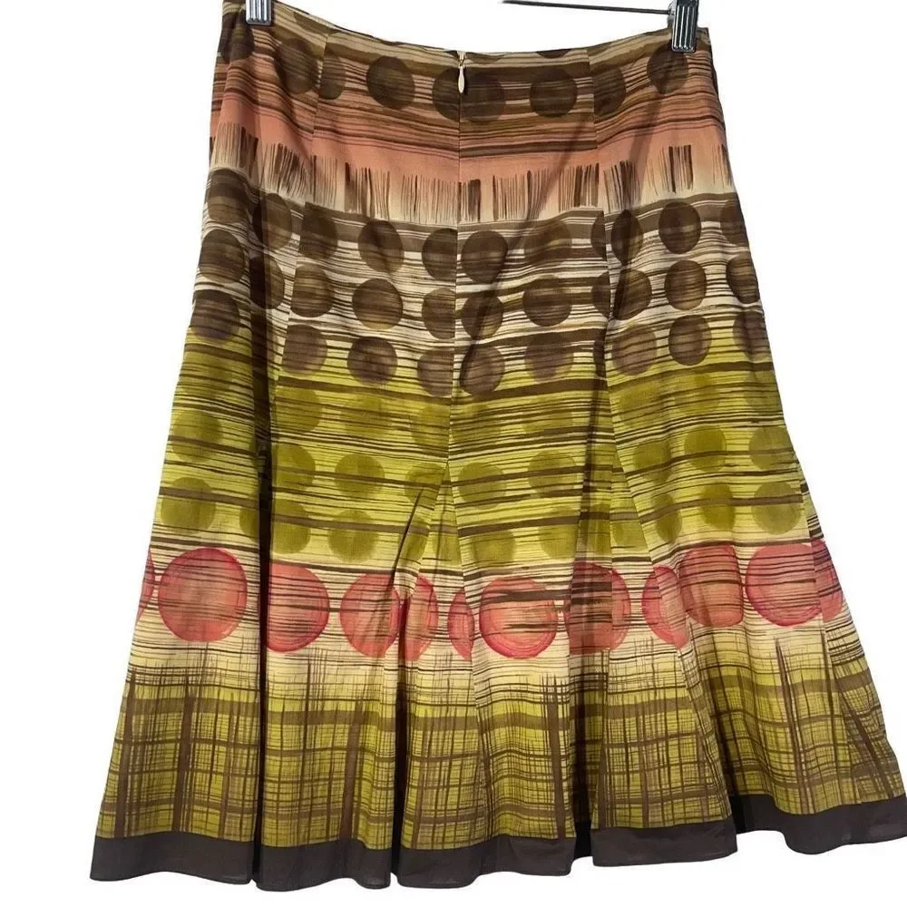 Talbots Women's Vintage Multicolor A-line pleated ruffle Skirt Size Petite 6
